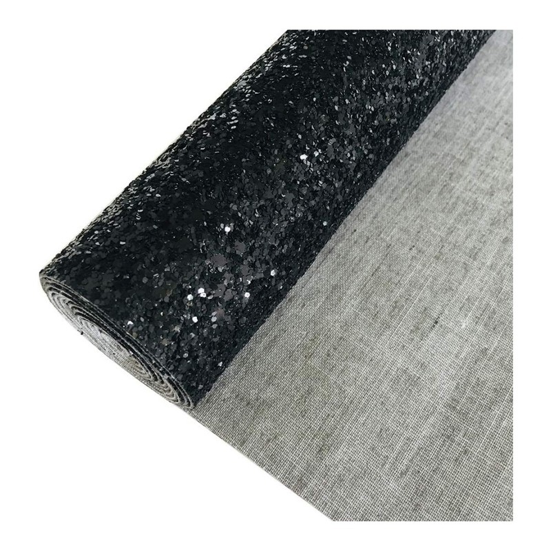 Black Chunky Glitter Fabric Roll for