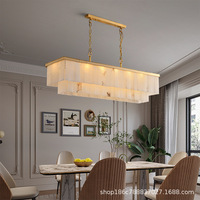 Lámpara de Araña LED de Latón y Alabastro Natural, Estilo Nórdico Moderno de Lujo, para Instalación en Sala de Estar o Comedor