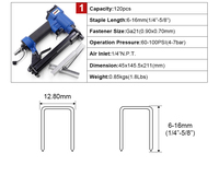 Agrafeuse pneumatique industrielle OEM personnalisée 8016 1/2" à couronne fine pour la fabrication et la réparation de meubles, pistolet agrafeur pneumatique pour le bois
