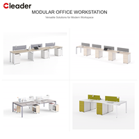 Poste de travail commercial 8 places, structure carrée en acier, bureau à aménagement ouvert, cloison acoustique en tissu, OEM ODM