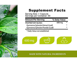 Cápsulas Vegetarianas de Gymnema Sylvestre 600mg, Extracto de Ácido Gimnémico en Polvo, Apoya el Metabolismo de los Lípidos y la Digestión - Product Image 3