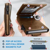 Dompet Anti Maling & Tempat Kartu Pria Vintage dengan Desain Pendek Multi-Fungsi yang Kompatibel
