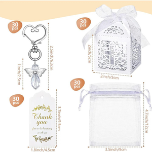 24 Sets de Bolsas de Regalo de Organza con Llavero de Ángel, Detalles para Celebraciones de Vida, Bautizos, Etiquetas para Fiestas Conmemorativas, Regalos de Navidad para Invitados - Product Image 1