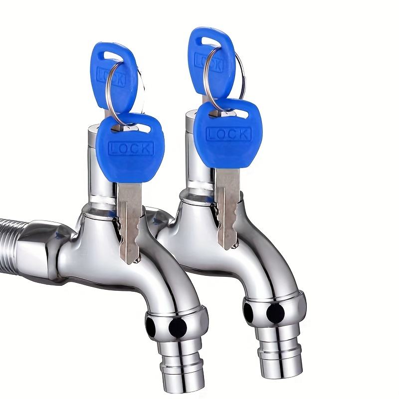 Zinc Alloy Kitchen Bathroom Sink Faucet Single Handle Washing Water Tap With Lock Key Outdoor Anti-theft Bibcock