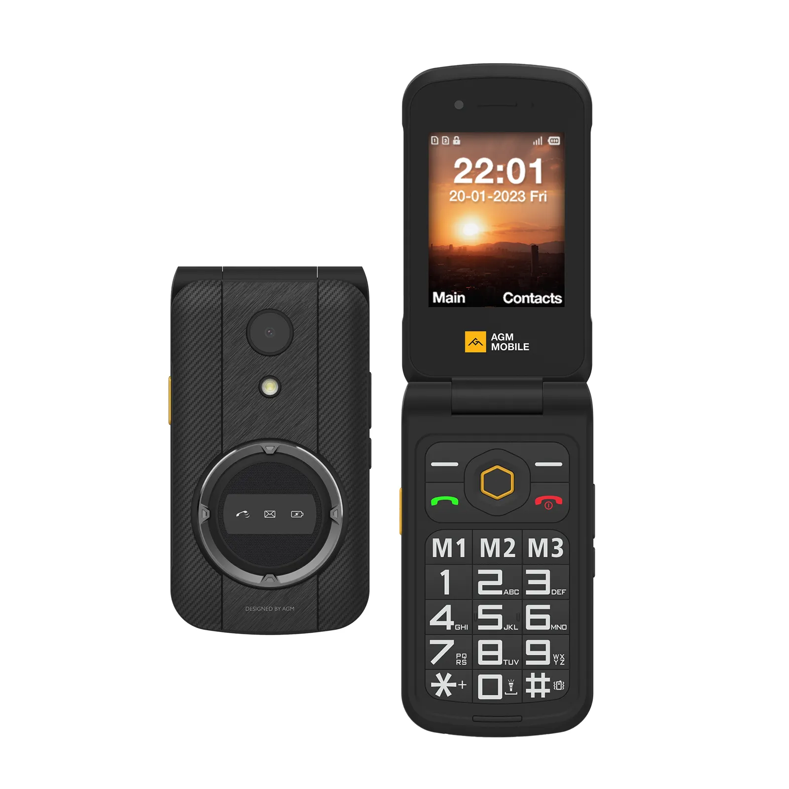 Global Version AGM M8 Flip Phone Unlocked Elderly Feature Phone SOS Quick Call English Russian Keyboard Rugged Cellphone