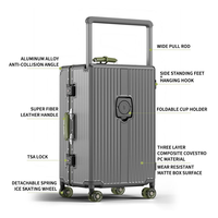 Valise de voyage surdimensionnée de 26 pouces, construction en aluminium, roues pivotantes silencieuses et serrure à code TSA sécurisée