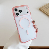 Nouvelle coque de téléphone transparente en TPU+PC avec chargement magnétique sans fil et antichoc pour iPhone 15 16 17 Pro Max, accessoires pour téléphone portable