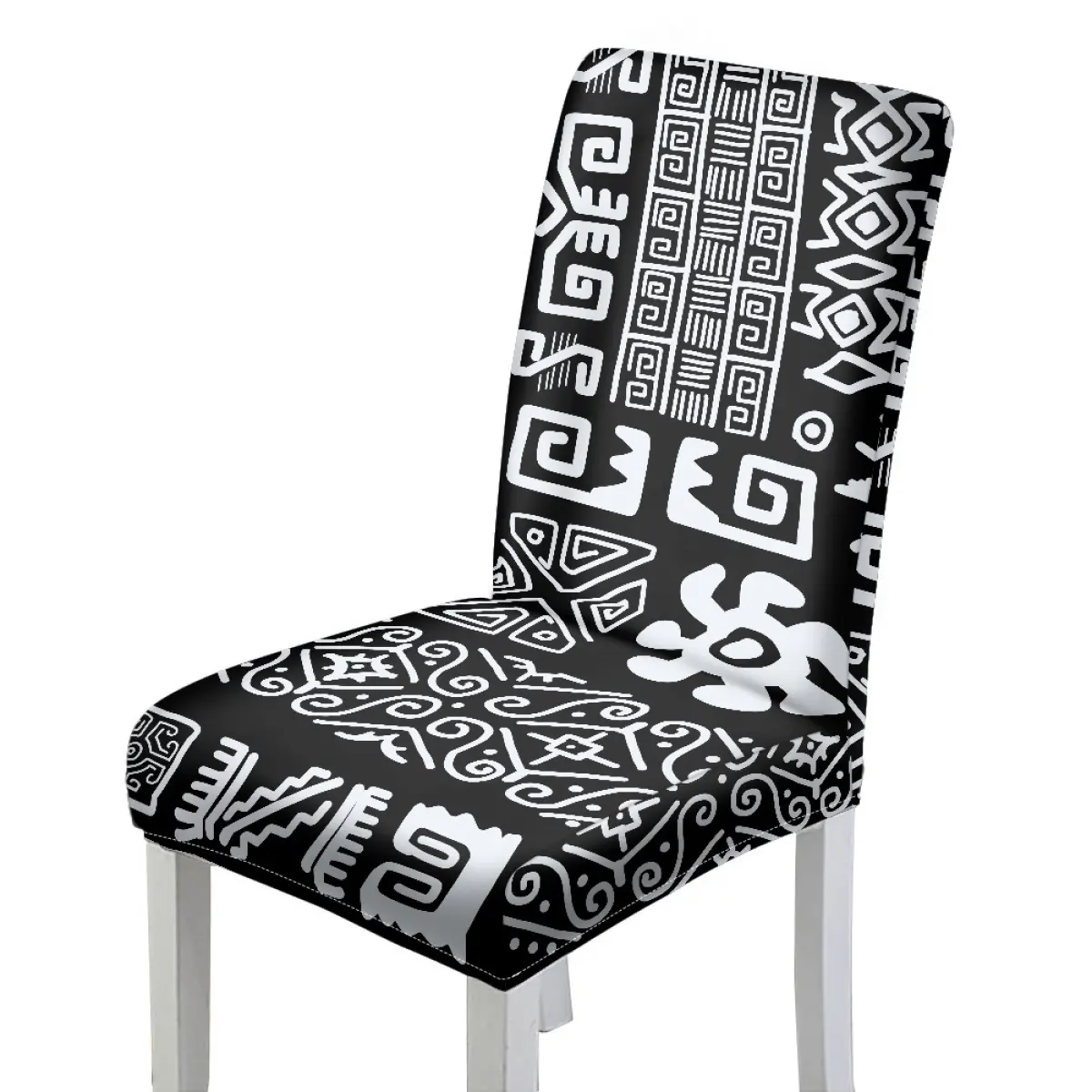Coprisedie elastiche polinesiane personalizzate in poliestere stampato copertura della sedia per banchetti a casa universale per la maggior parte delle sedie da pranzo