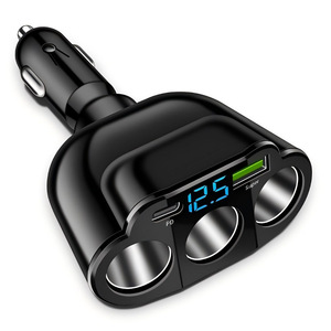 Nouveau <span class=keywords><strong>chargeur</strong></span> de téléphone multifonctionnel pour voiture avec affichage numérique, double USB, un port pour trois appareils, allume-cigare 12-24V, charge super rapide - Product Image 1