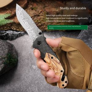 Mini couteau de poche à lame pliante en acier inoxydable 3CR13 ultra-affûtée, manche en ABS couleur bois, longueur totale 20,5 cm, idéal pour le camping - Product Image 4