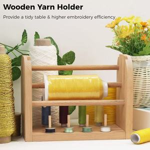 Support en bois pour pelotes de laine, crochet et aiguilles à tricoter, organiseur de bureau écologique à 2 niveaux - Product Image 2