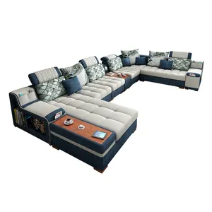 Factory wholesale living room sofas Modern Fabric sofa set 7 seater home sets E-commerce Relax hot u shaped sectional sofa