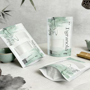 Sachet personnalisé de 450g de poudre de céréales granola, emballage stand-up avec fenêtre pour noix de cajou - Product Image 4