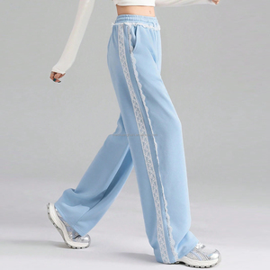 <span class=keywords><strong>Pantalon</strong></span> de survêtement floral personnalisé en patchwork de dentelle pour femme, bas de pyjama décontracté pour dames - Product Image 1