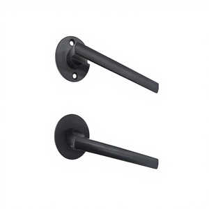 무광 블랙 알루미늄 합금 분할 도어락 라운드 로즈 인테리어 도어 핸들 L001 - Product Image 1