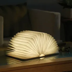 2025 xu hướng <span class=keywords><strong>New</strong></span> Hot Bán biểu tượng tùy chỉnh bằng gỗ gấp LED cuốn sách Đèn đọc sách ánh sáng ban đêm đèn cuốn sách cho phòng ngủ USB pin Quà Tặng - Product Image 6