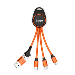 Promotional Gifts 5 in 1 LED OEM Logo Light up Multi Charging Charger Cable Cord Keychain Logo USB Data Line for Mobiles