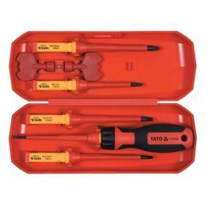 Yato Insulated <b>Screwdriver</b> <b>Set</b> YT-28294 Flat Head Chromium Vanadium Steel Industrial Grade Anti Slip Handle - Product Image 1