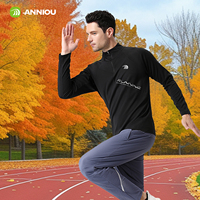 Nouveau automne séchage rapide respirant Stretch à manches longues haut de course en plein air avec doublure polaire hommes demi fermeture éclair col montant pull