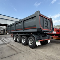 Camion à benne basculante en acier en forme de U de 30 mètres cubes 60/100 tonnes Semi-remorque à benne basculante arrière à 3 essieux pour le transport du charbon