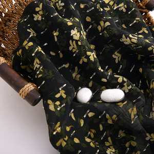 Flores de oro de 9,5 MM 98% siilk 2% metálico jacquard de tela de seda textil tela - Product Image 3