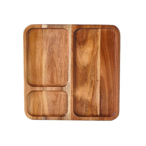 Plateau de service en bois d'acacia écologique fait à la main, planche à découper, assiettes et plats - Product Image 4