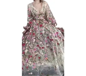 NI.AI महिलाओं की शादी की पार्टी ड्रेस के लिए नए डिजाइन के ट्यूल लेस फैब्रिक, सुंदर फैशन रंगीन कढ़ाई वाले नेट लेस फैब्रिक