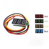 Цифровой вольтметр со светодиодной панелью, 0,28 дюйма, 3 провода, синий, красный, зеленый, желтый светодиодный дисплей, постоянный ток 0-100 в