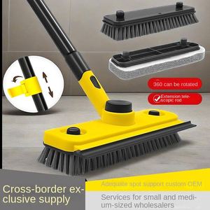 Cross-border for Plastic Bathroom <b>Brush</b> Magic <b>Floor</b> Three-in-One Long Handle Rotatable Cleaning <b>Brush</b> Removable Replacement - Product Image 2