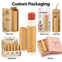 Baume à lèvres en tube de papier kraft écologique avec logo personnalisé/marque privée, formule hydratante, vente en gros OEM/ODM 10g