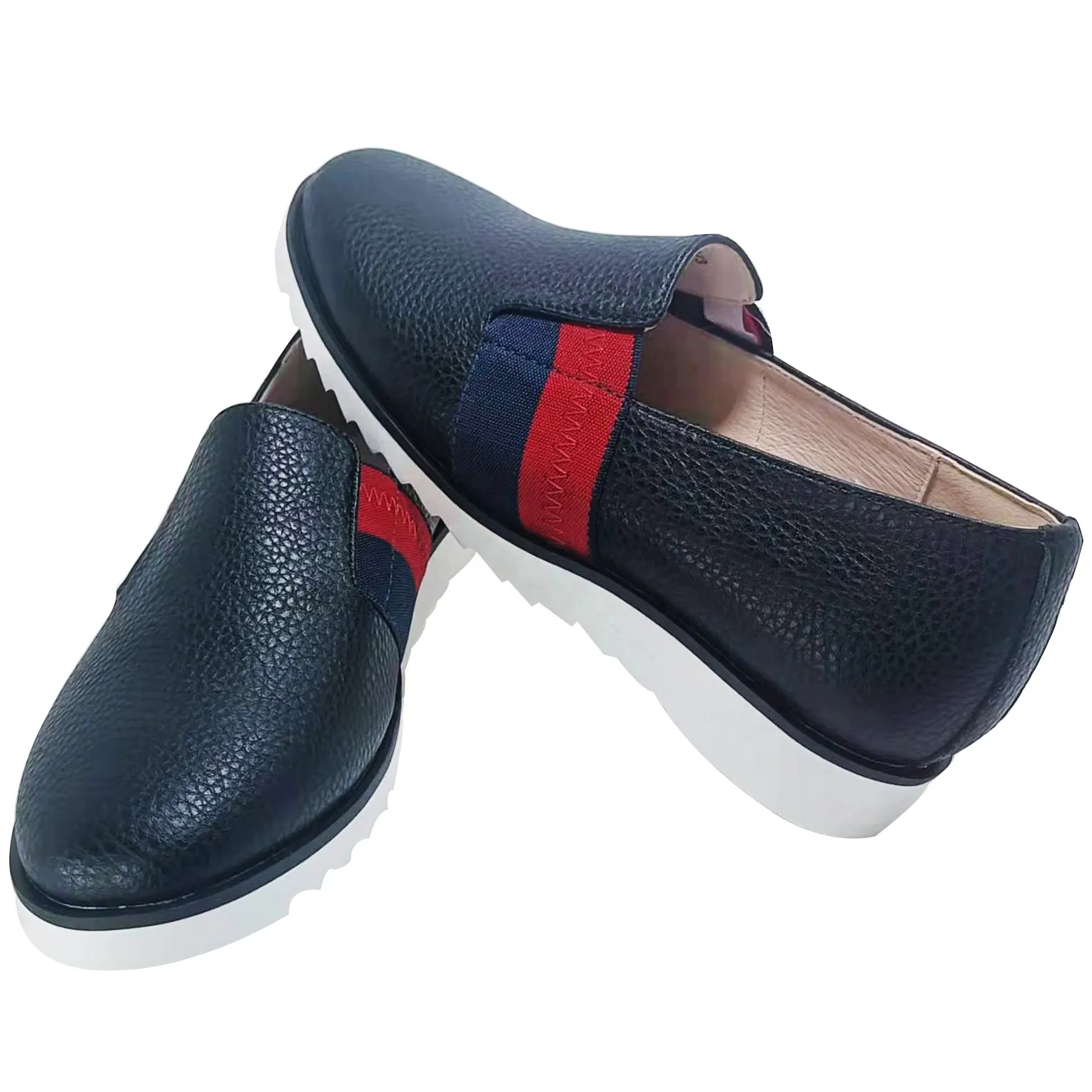 Customized Slip-on Women Casual Shoes Genuine Cow Leather Sock Sneakers for lady