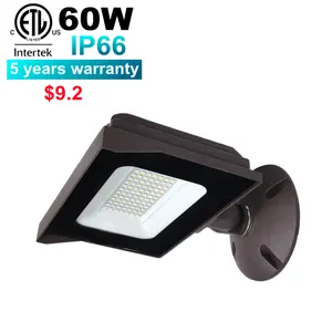 30W 40W 60W 50W LED Flood Light with Knuckle Wall mount Super Slim Outdoor LED Floodlight, IP66 110V-130V, Black dusk to dawn
