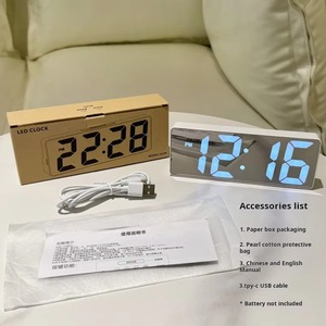 Tafelblad Slimme Wekker Voor Kinderen Bureau Led Kleurrijke Digitale Spiegel Wekker Met Multi Functie - Product Image 6