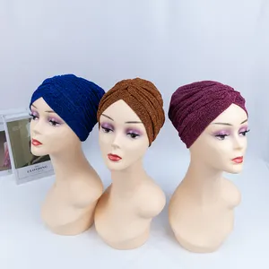 Haute qualité Ngeria femmes brillant coloré scintillant hijab casquette musulman turban chapeau pour les patients atteints de cancer