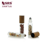 Flacon roll-on en bois personnalisé avec bouchon en pierre de jade pour emballage d'huiles essentielles