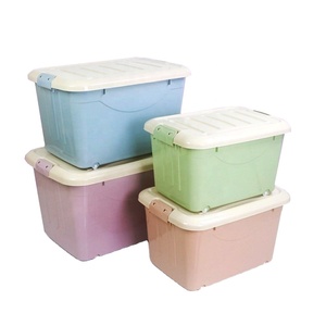 60-140L Plastic storage/containing box Factory made Plastic Storage Box With Wheels, Colorful storage container