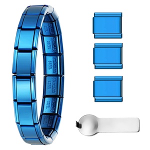 Nouvel ensemble de bracelets modulaires italiens multicolores en acier inoxydable électroplaqué, à assembler soi-même, avec boîte cadeau de bijoux charmants - Product Image 2