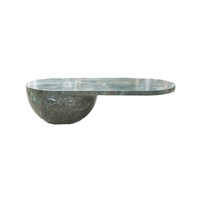 Table basse moderne en marbre vert Base semi-sphérique Design ovale pour la maison pour le salon et le jardin Mobilier d'extérieur