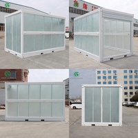 Garage conteneur de 20 pieds avec volet roulant, bâtiment préfabriqué en acier, mur-rideau en verre, maison commerciale modulaire, conception personnalisée