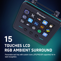 Contrôleur de streaming LCD MiraBox M18 à 15 touches avec 3 touches personnalisables, éclairage RVB et commandes programmables