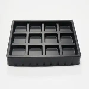 Özel gıda sınıfı siyah plastik çikolata ekle kutusu çikolata blister tepsi ile PET/PVC/PP/PS tepsiler