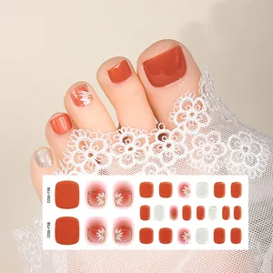 Elegantes pegatinas 3D para uñas de los pies, calcomanías artísticas, accesorios DIY, puntas de uñas para dedos completos de manicura