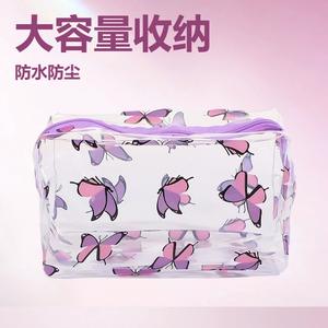 Sac à cosmétiques transparent à fleurs, taille moyenne, rectangulaire, pour rangement de produits de toilette, pour la salle de bain et les voyages - Product Image 3