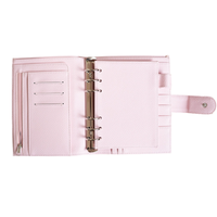 Vente en gros de logo personnalisé Planificateur de portefeuilles en cuir pour économiser de l'argent rose A5 A6 Classeur à anneaux en cuir végétalien