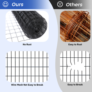 4x50' Roll 12Gauge 2.4mm 2"x3" <b>Mesh</b> Black PVC Coated Welded <b>Wire</b> <b>Mesh</b> 4X50FT for Rabbit Cage Making - Product Image 3