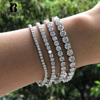 Bracelet Chaîne Tennis en Moissanite de Luxe de Haute Qualité, Testé au Diamant, en Argent Sterling 925, 2mm 3mm 4mm 5mm