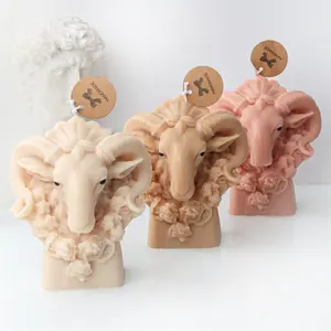 3D Curly Sheep Silicone Candle Mold DIY Kneeling Lamb Silicone Cake Mold for Animal Gypsum Soap Mold Baking Fondant Cake Decor