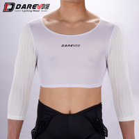 Sous-vêtements de cyclisme Darevie personnalisés, respirants, légers, blancs, manches courtes, couche de base de cyclisme aérodynamique