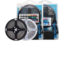 Bande lumineuse LED 12V 2835 SMD LED RGB avec télécommande IR 24 touches et adaptateur pour rétroéclairage TV, bande LED flexible