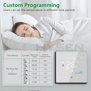 HY608 <span class=keywords><strong>Thermostat</strong></span> intelligent écran en verre couleur commande tactile <span class=keywords><strong>Programmable</strong></span> chauffage par le sol <span class=keywords><strong>Thermostat</strong></span> par le sol pour <span class=keywords><strong>chaudière</strong></span> à <span class=keywords><strong>gaz</strong></span> - Product Image 5